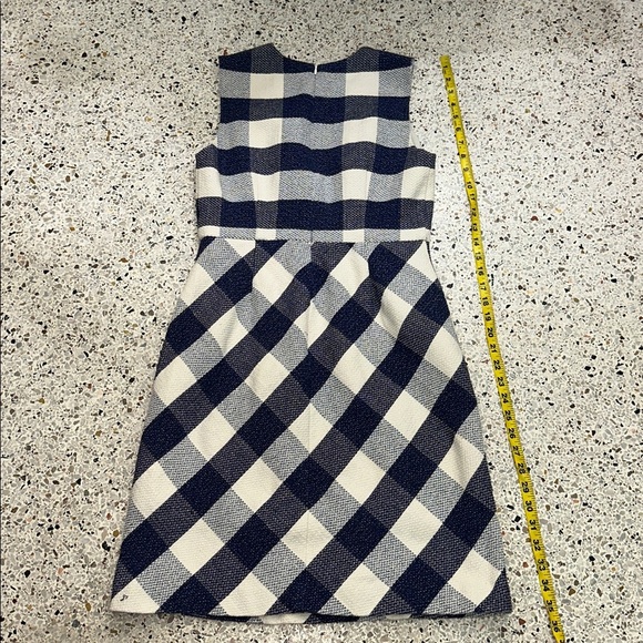 Ann Taylor blue ivory gingham plaid shift dress back zip 6 - Picture 6 of 8